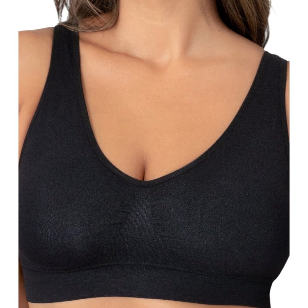 Truekind® Everyday Essential Throw-on Wireless Bra Black Sz SM 10001